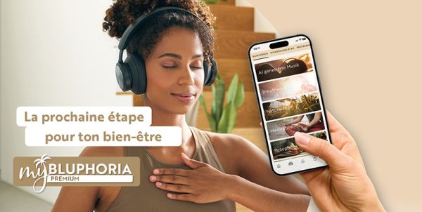 Le graphique montre une femme détendue et l'inscription suivante : La prochaine étape pour ton bien-être