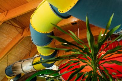 Rutschenansicht und Palme im Galaxy 